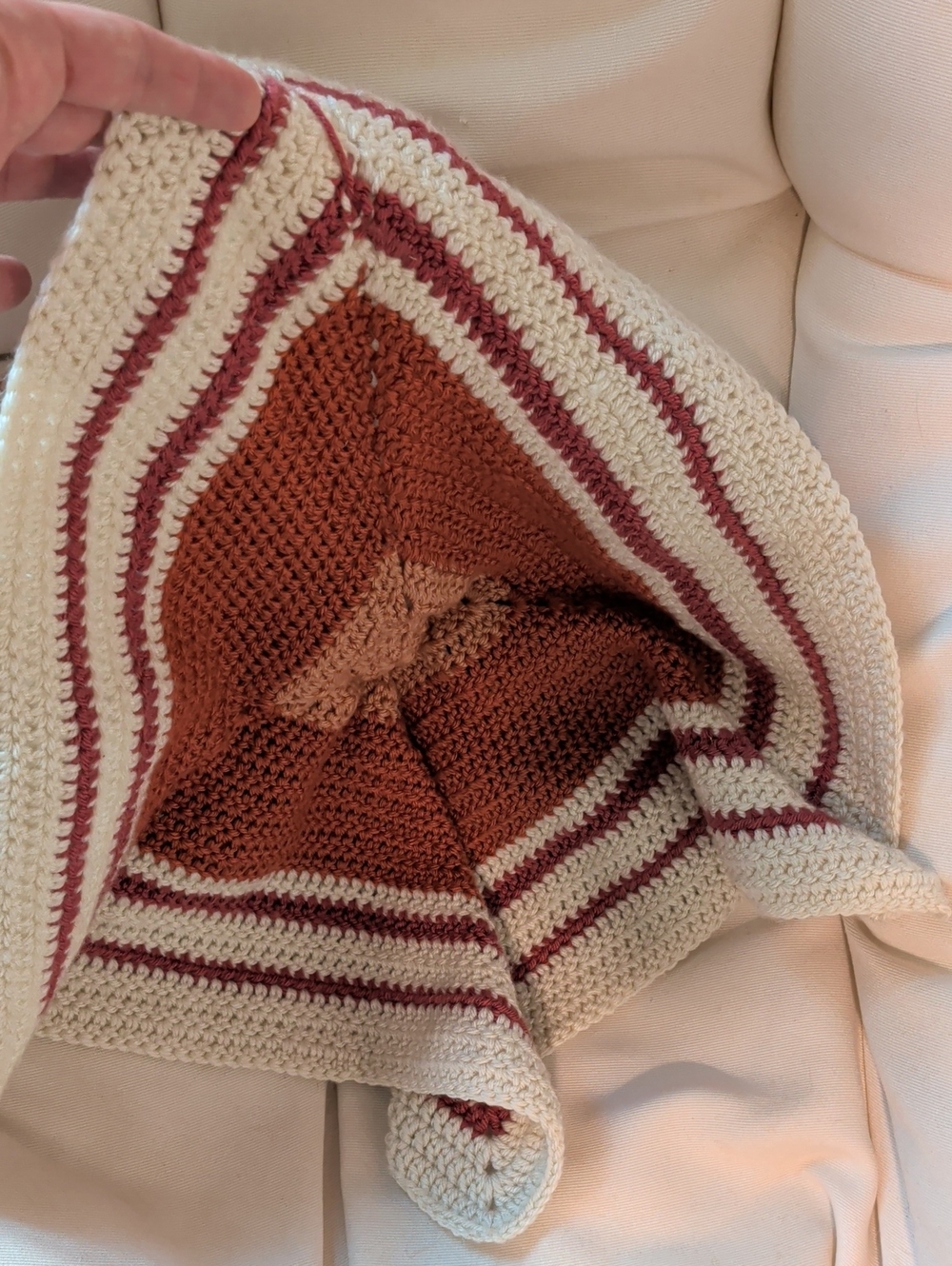 Crochet Bunny Lovey in Rust, Cream & White - Picture 7 of 8